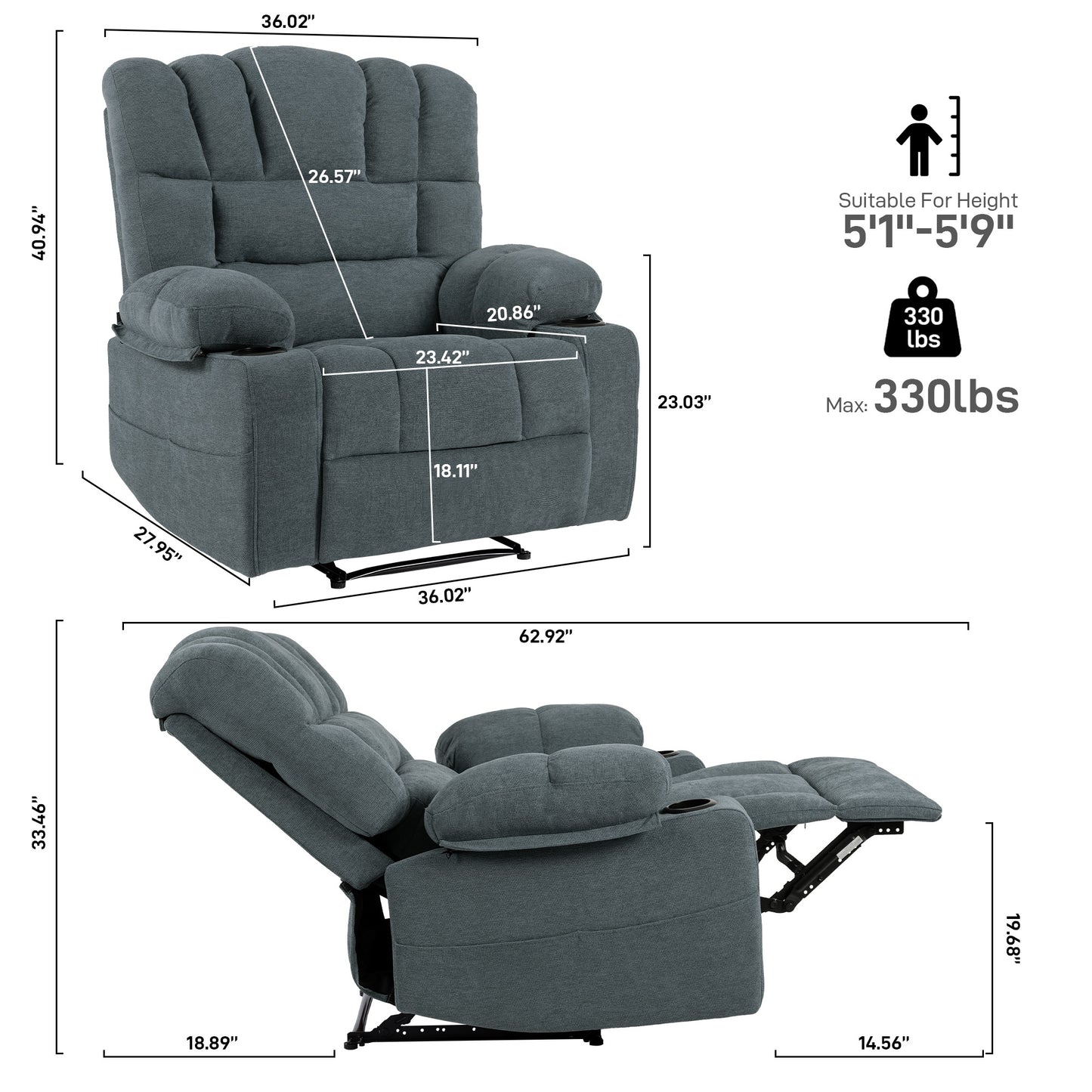 Basic Massage Recliner Chair Sofa with Heat FX-9018